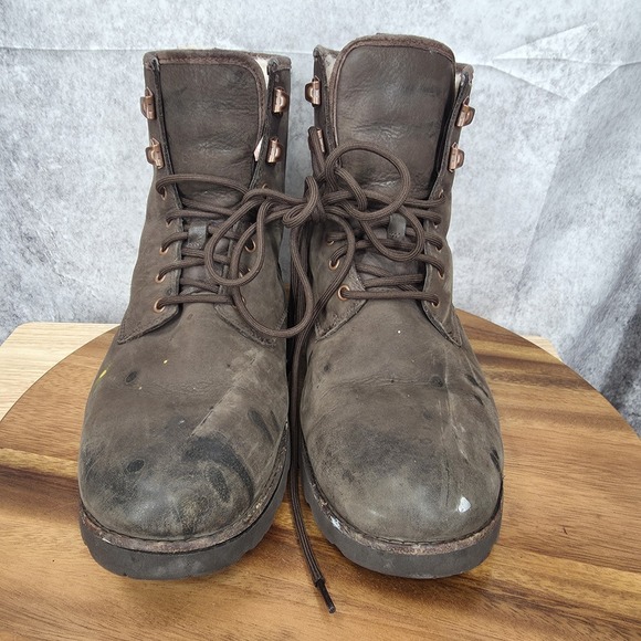 Ugg Snow Boots‎ Mens 10 Hannen Brown Leather Waterproof Shearling Lined Outdoor* main image 5
